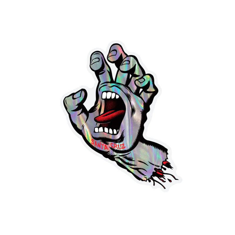 Santa Cruz Screaming Metallic Hand Sticker 4 in x 6.25 in